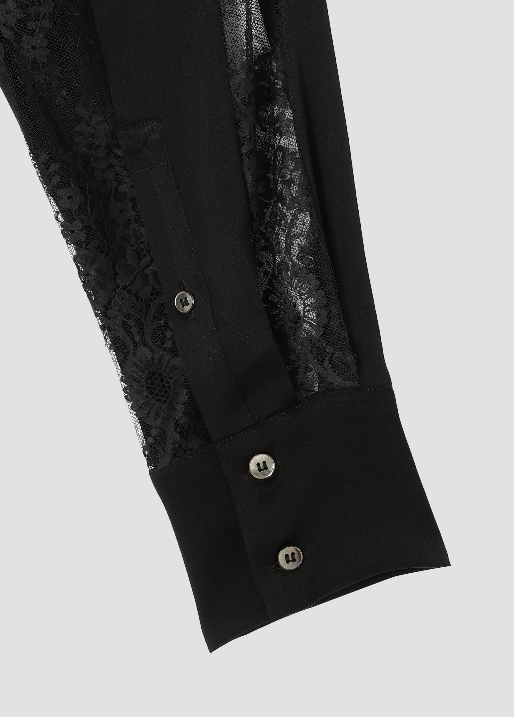 STRIPED LACE SATIN SHIRT