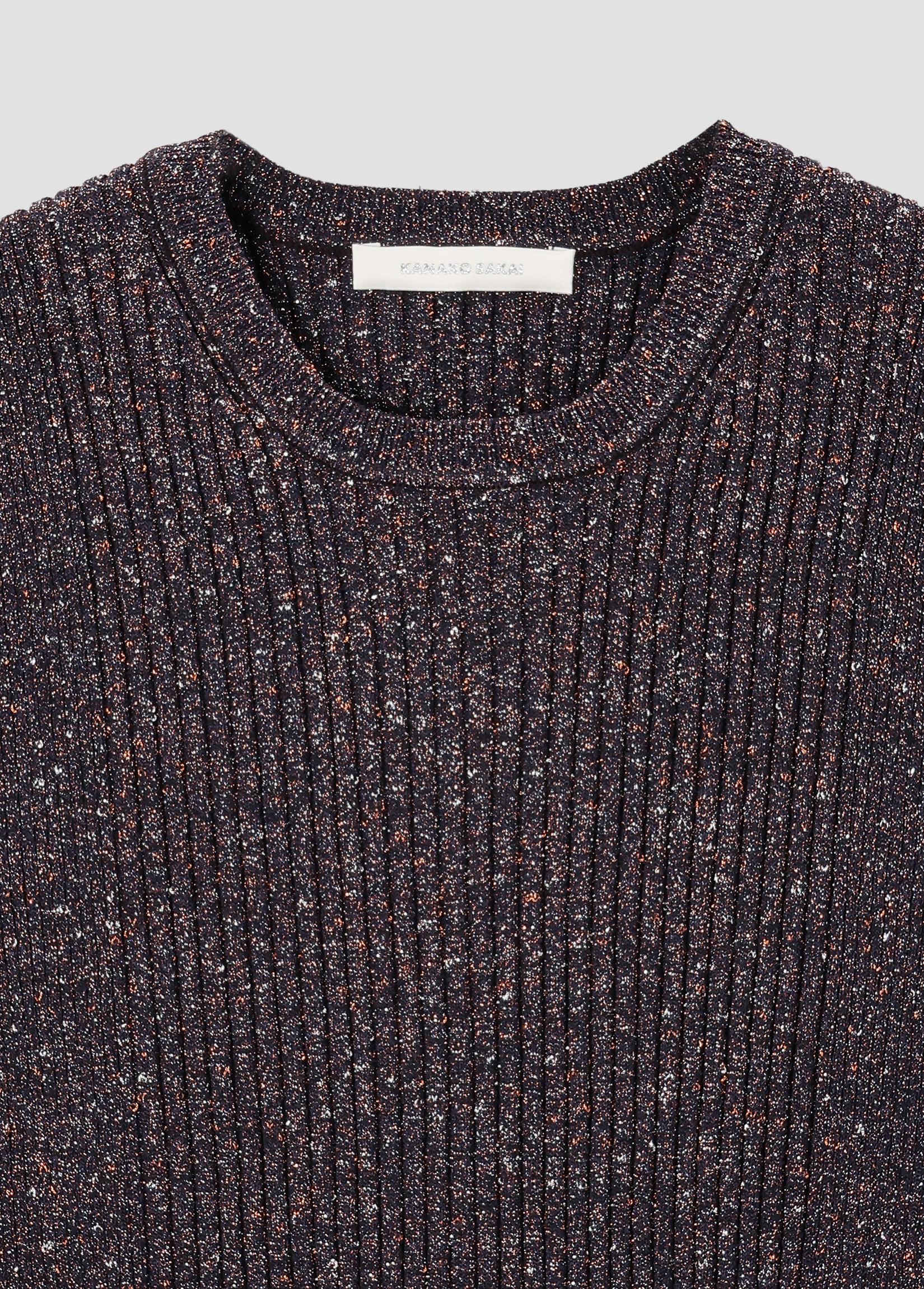 GLITTER RIBBED KNIT T-SHIRT