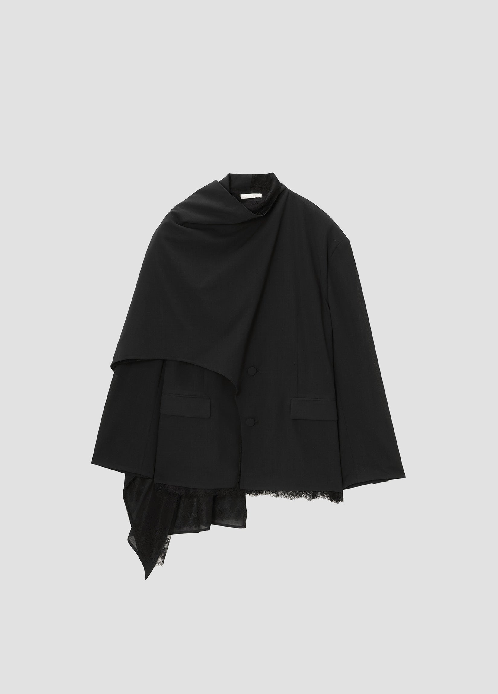 Layered scarf detailed blazer