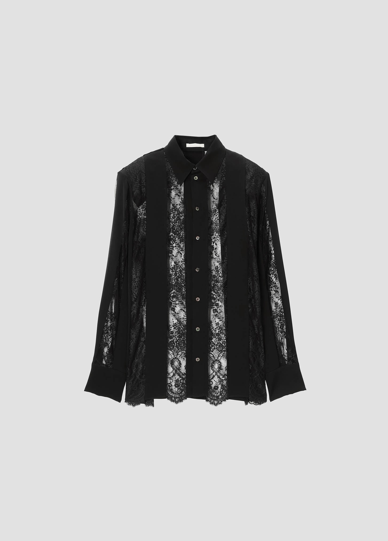 STRIPED LACE SATIN SHIRT