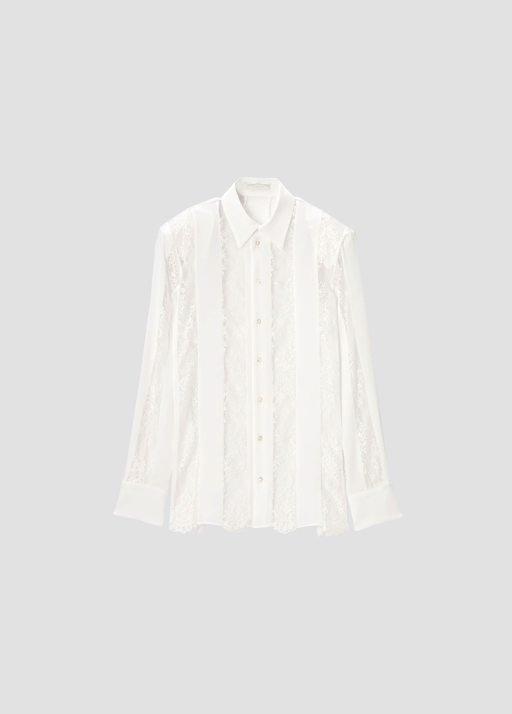STRIPED LACE SATIN SHIRT
