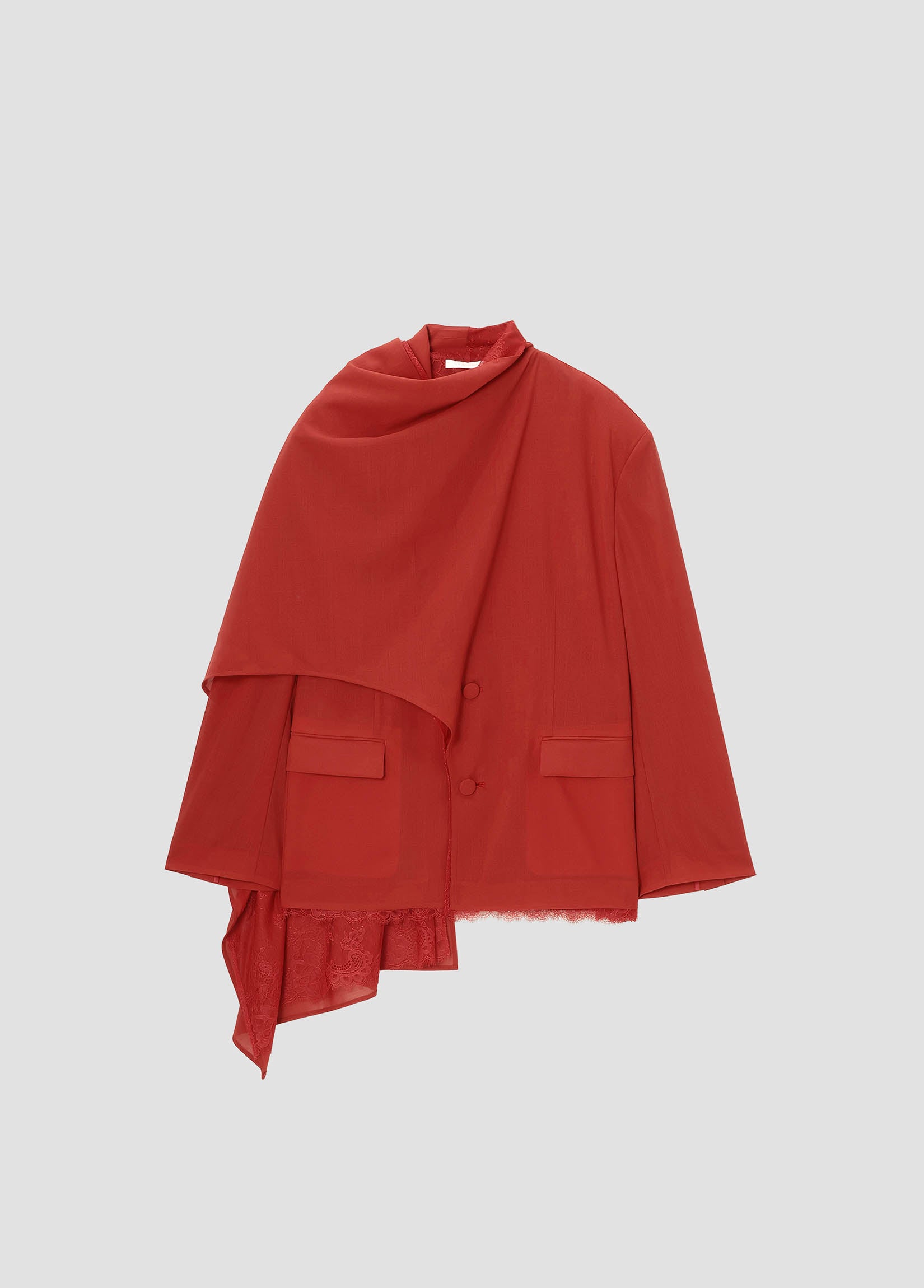 Layered scarf detailed blazer