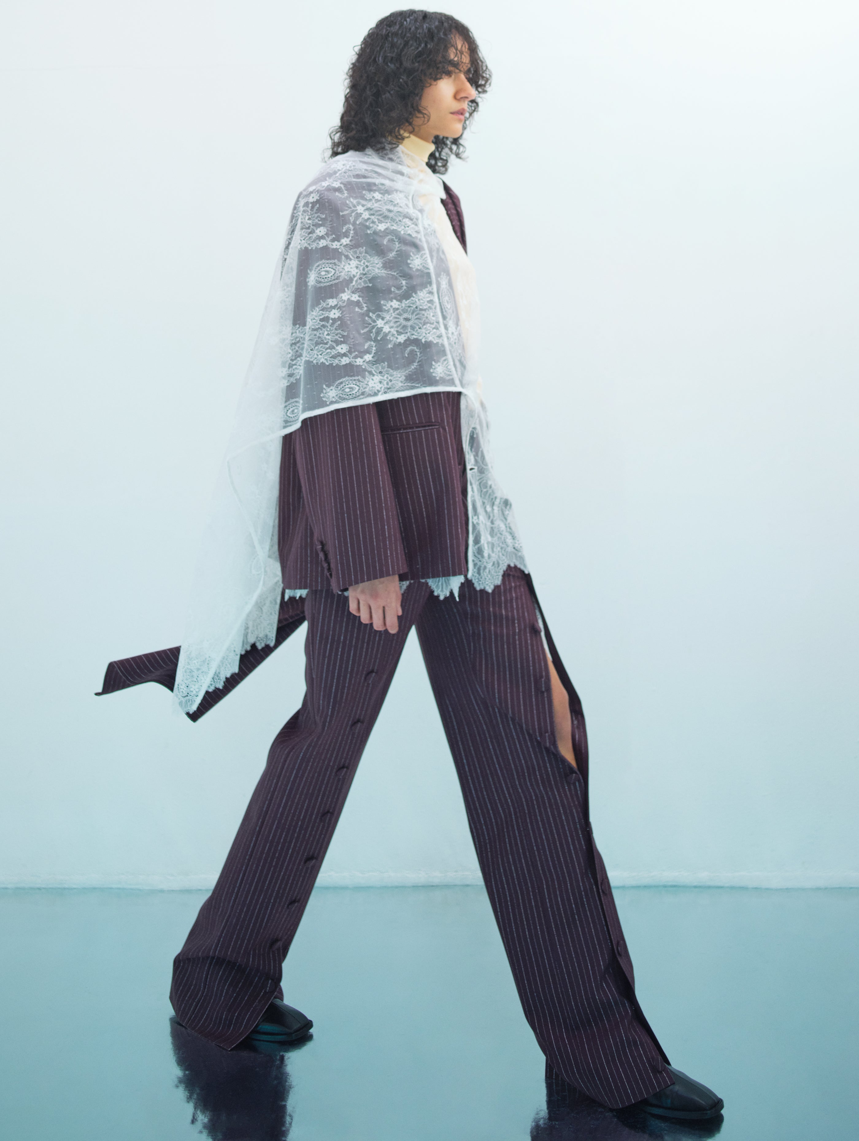 STRIPED BUTTON-UP TROUSERS