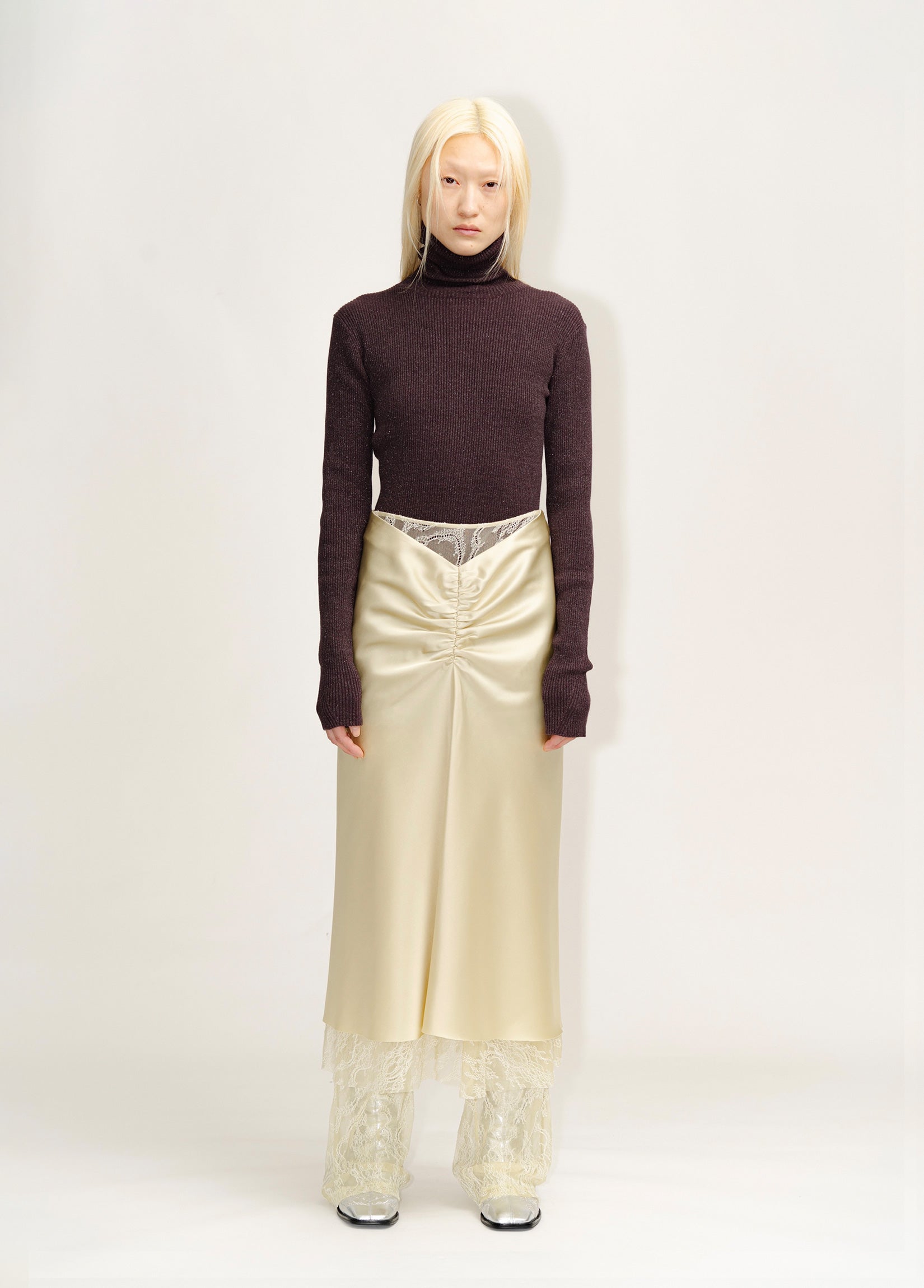 SATIN MIDI SKIRT