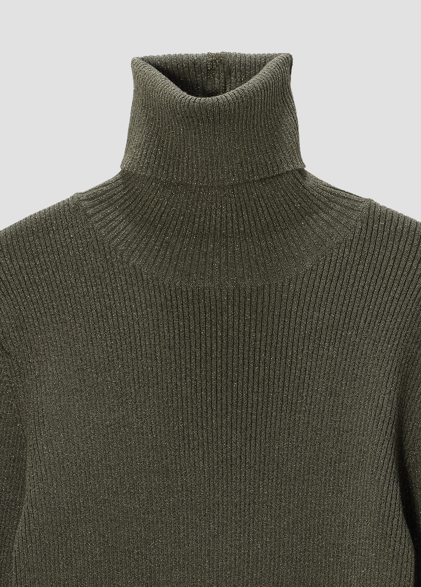 GLITTER RIBBED KNIT TURTLENECK