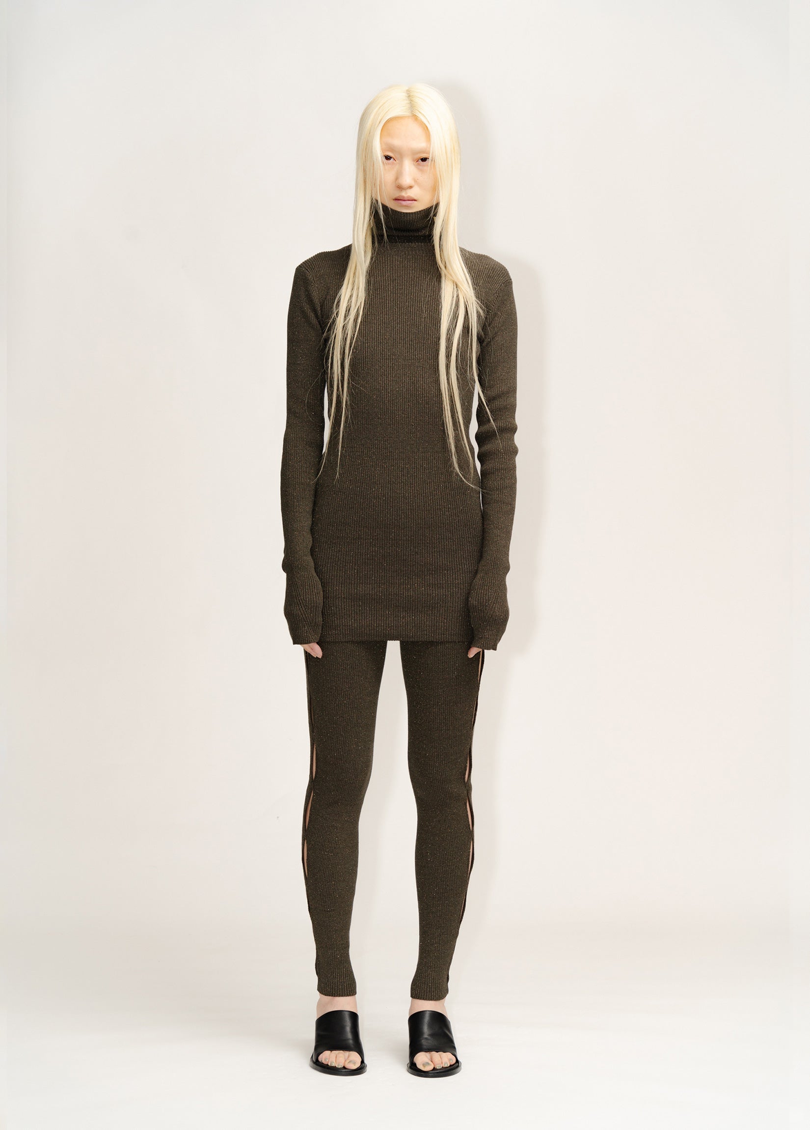 GLITTER RIBBED KNIT TURTLENECK