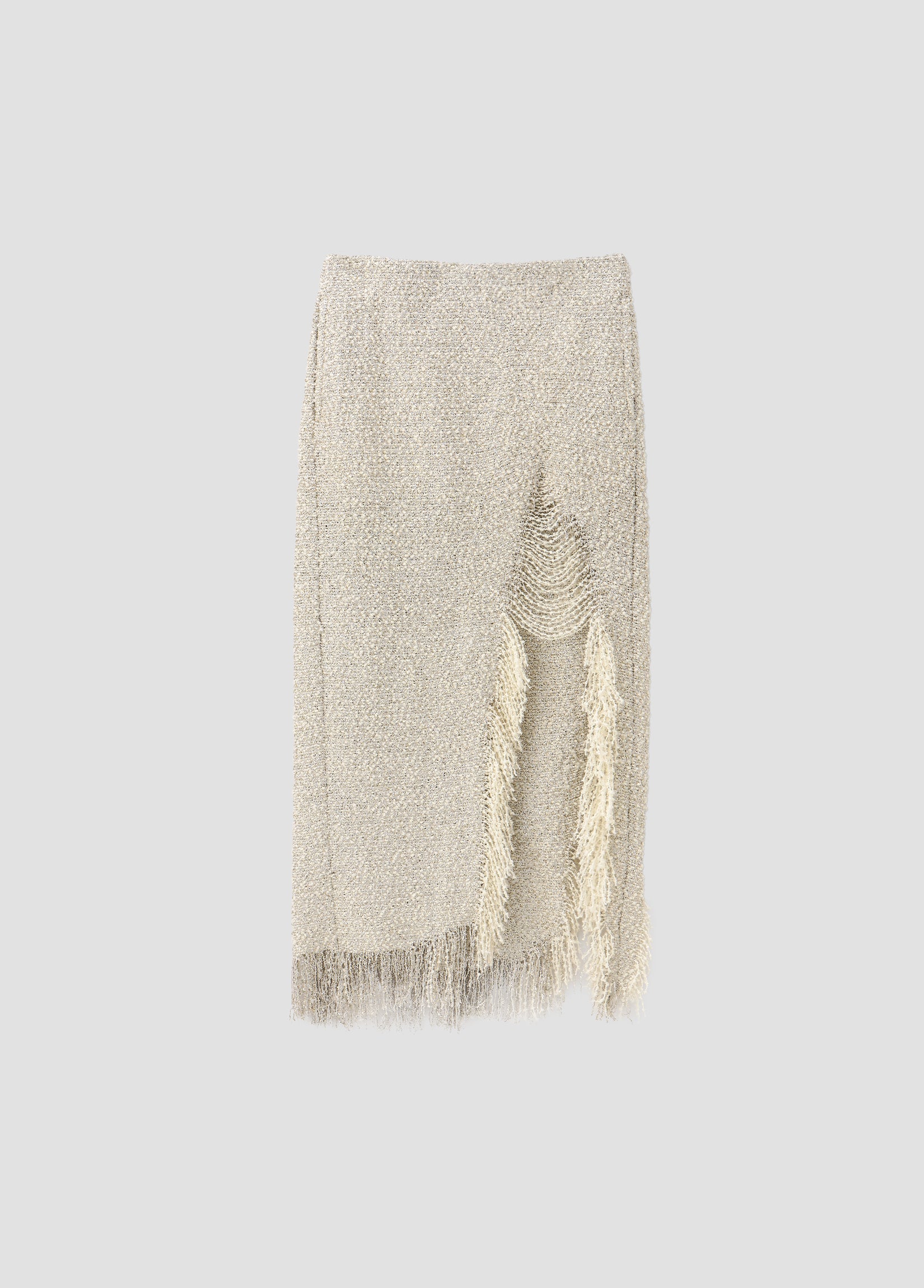 DISTRESSED LAME TWEED SKIRT
