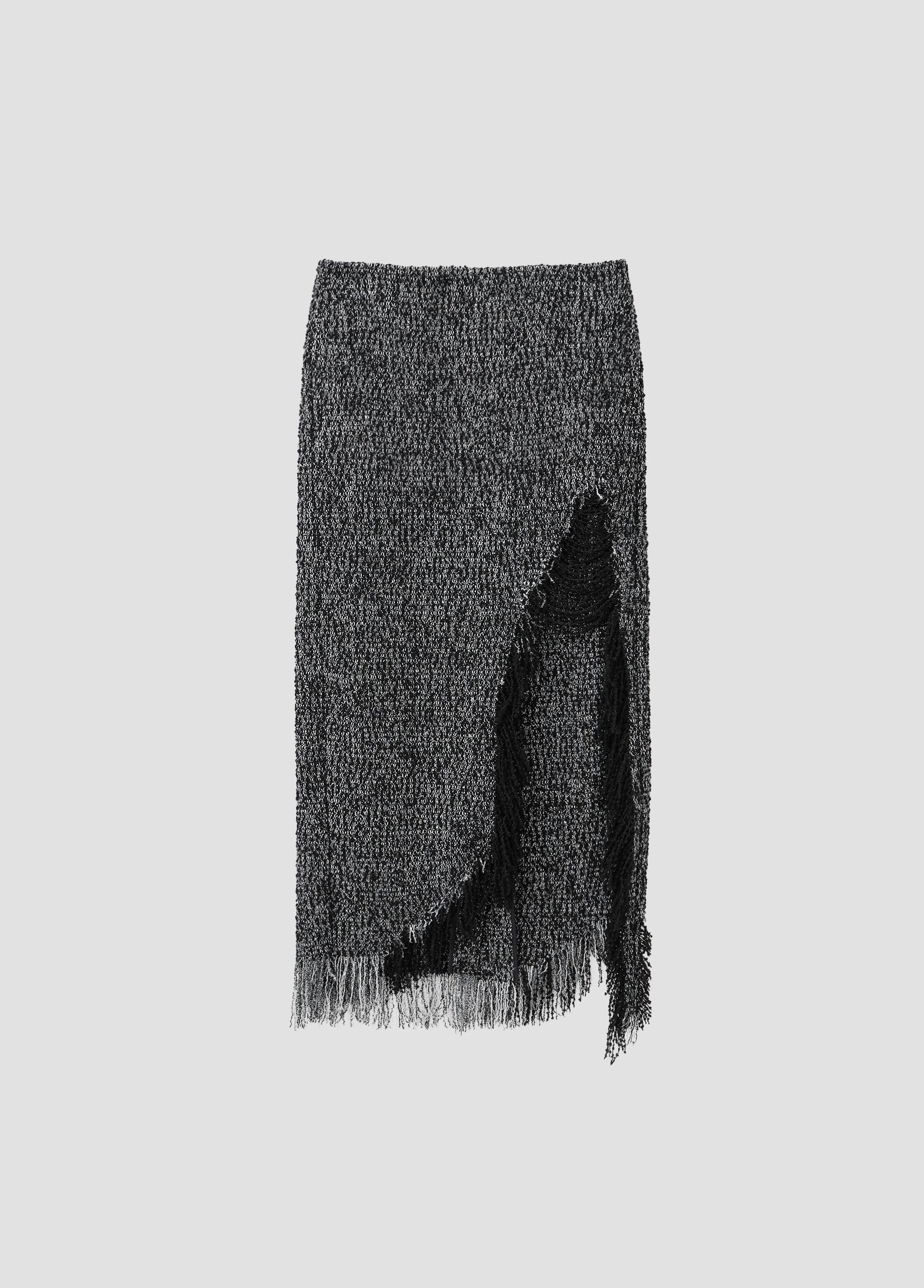 DISTRESSED LAME TWEED SKIRT