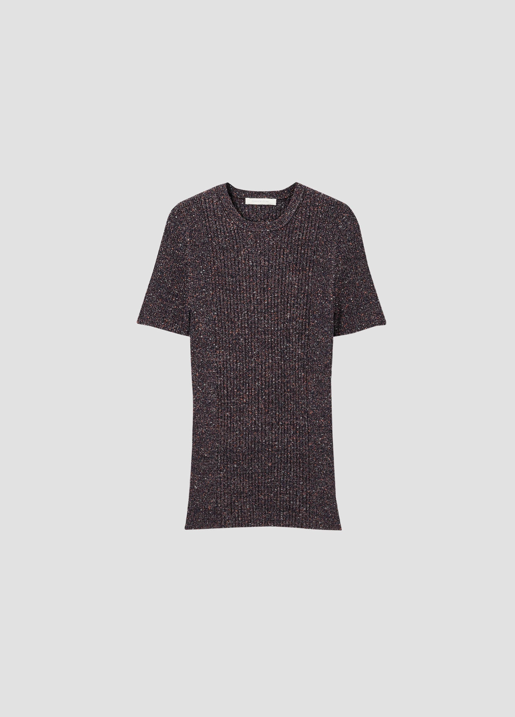 GLITTER RIBBED KNIT T-SHIRT